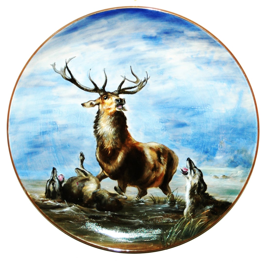 Wolves Attack Big Elk 17-1/2" Plaque (1 of 1)