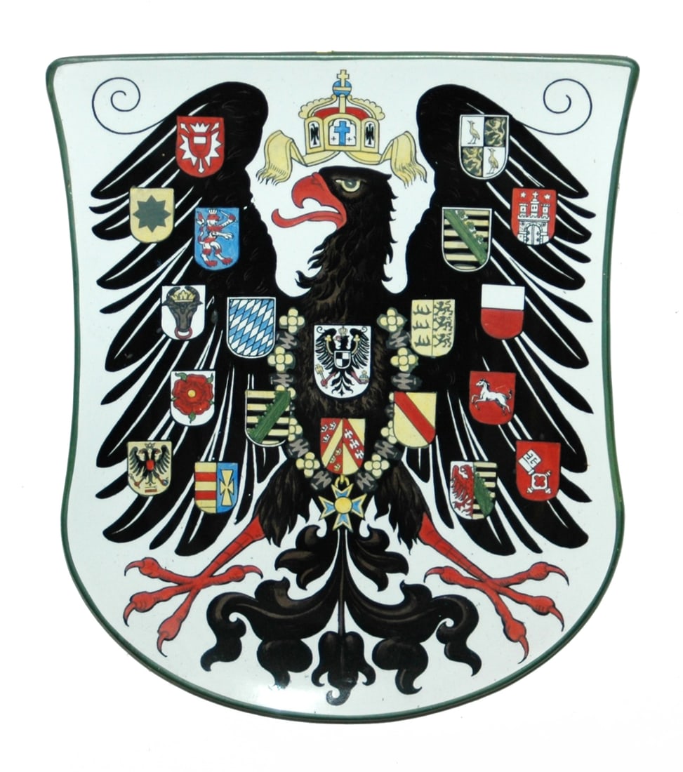 Mettlach Shield Plaque Imperial Eagle City Shields (1 of 1)