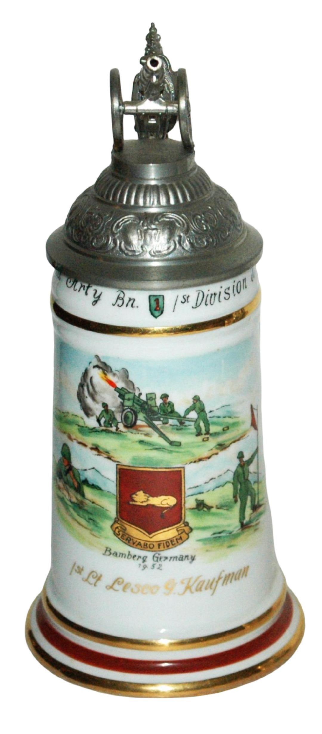 US Cold War 1st Div Artillery 1952 Bamberg Stein (1 of 5)