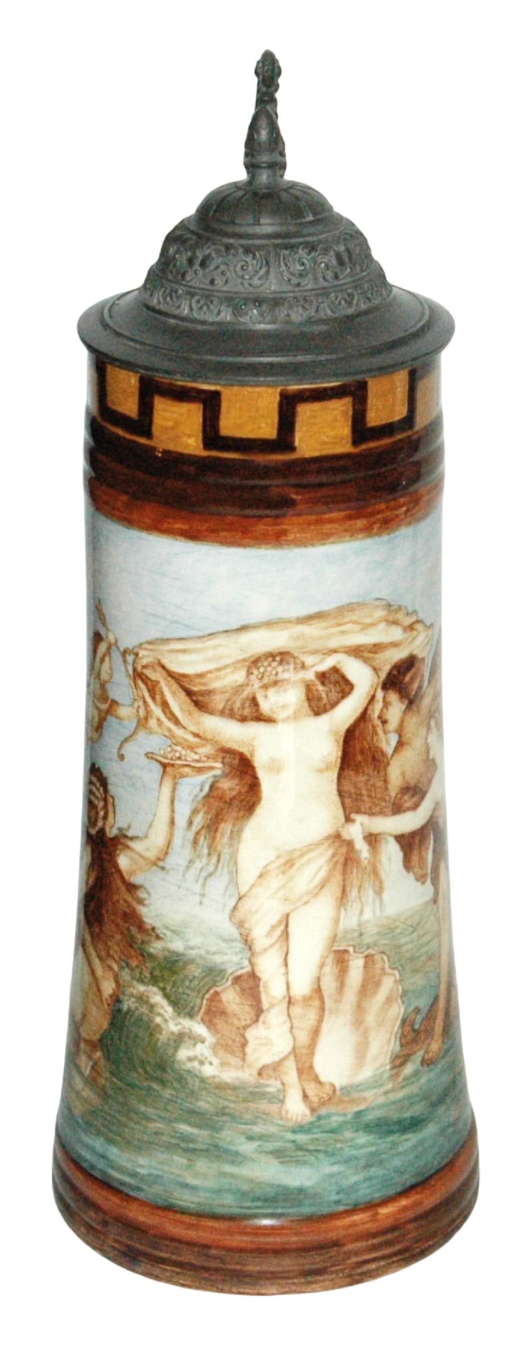Majolica Nude Women Water Scene Painted Stein (1 of 6)