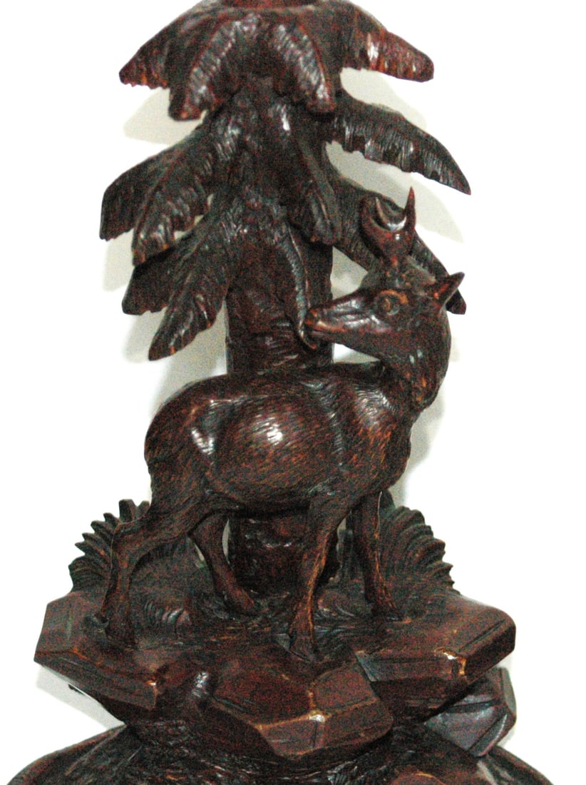PAIR Black Forest Candlesticks Trees & Stags Rock - 2