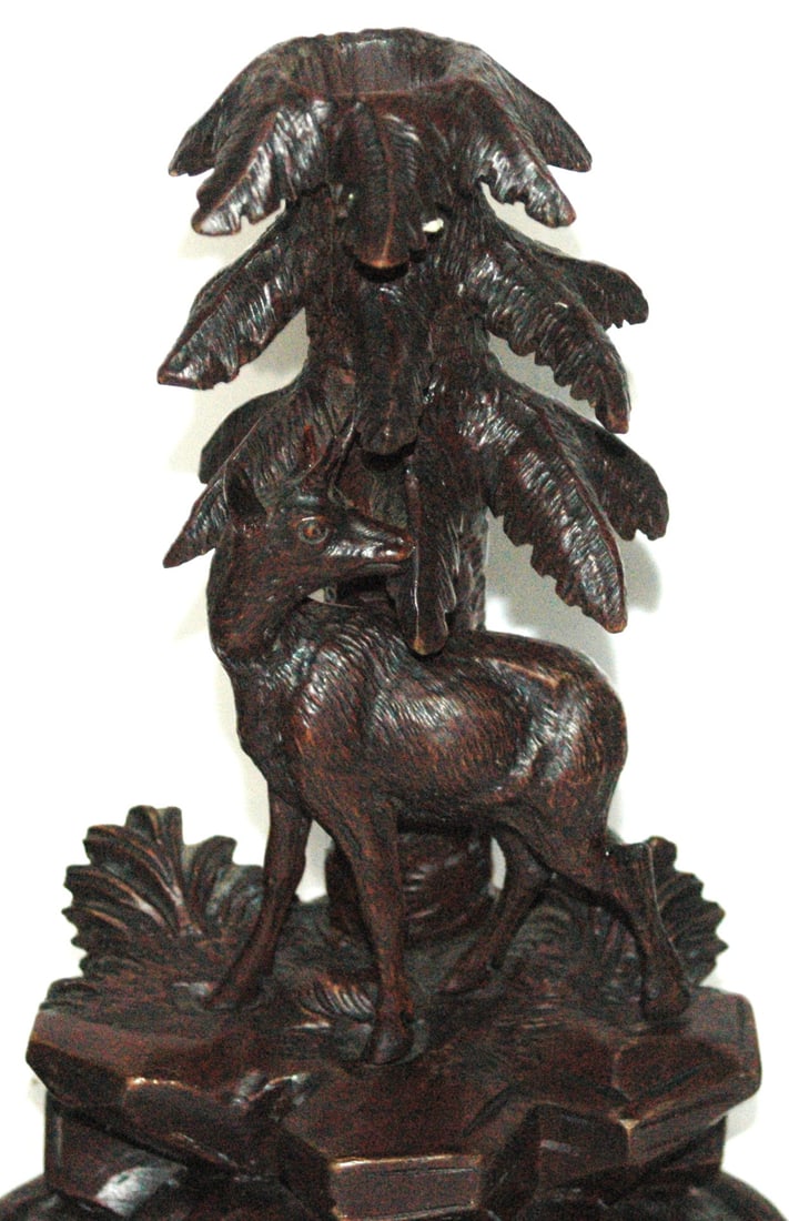 PAIR Black Forest Candlesticks Trees & Stags Rock - 4