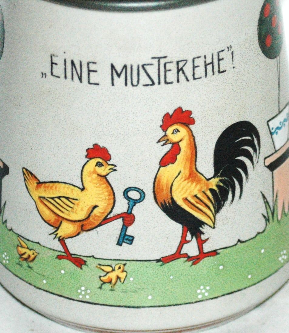 Chicken Key & Rooster Stoneware Stein - 2