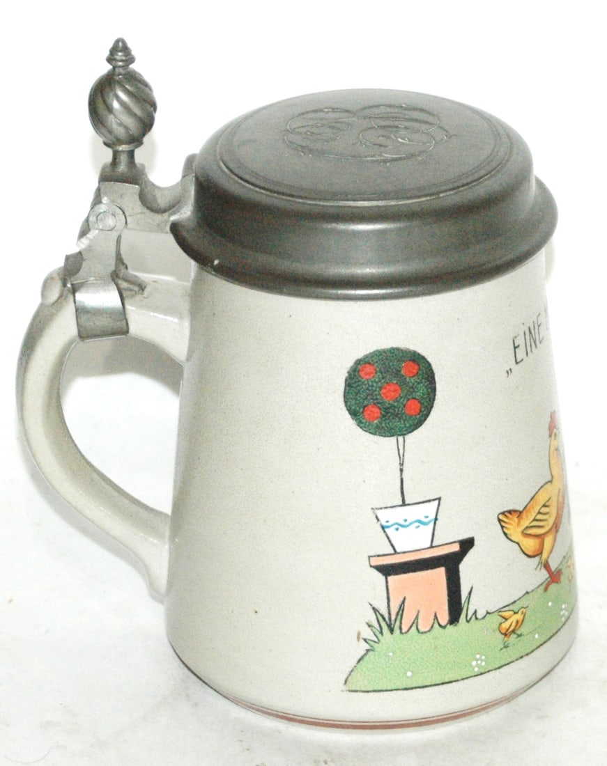 Chicken Key & Rooster Stoneware Stein - 3