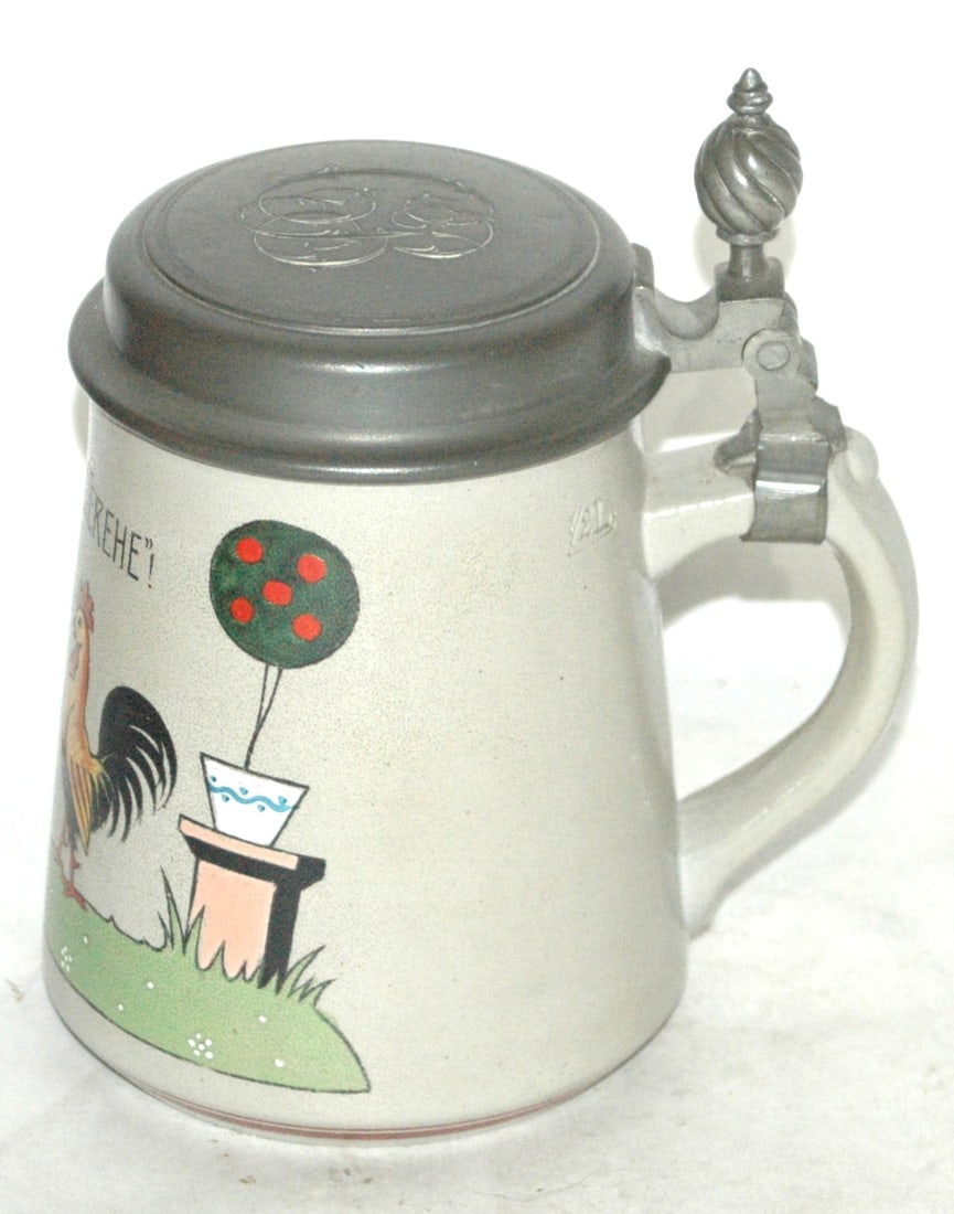 Chicken Key & Rooster Stoneware Stein - 4