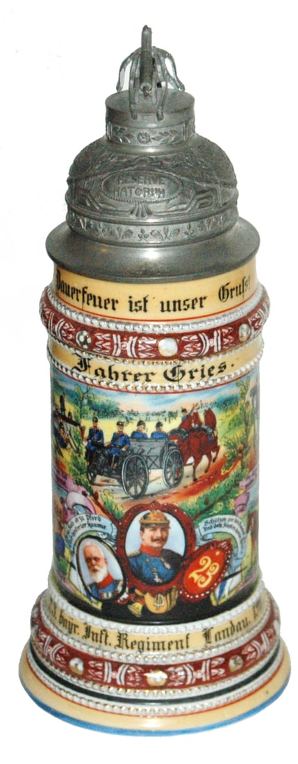 Regimental Inft Stein w Machine Gun Finial (1 of 5)