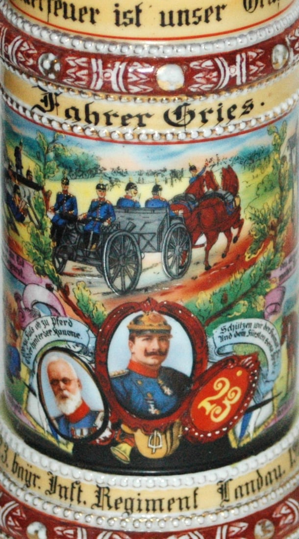 Regimental Inft Stein w Machine Gun Finial - 2