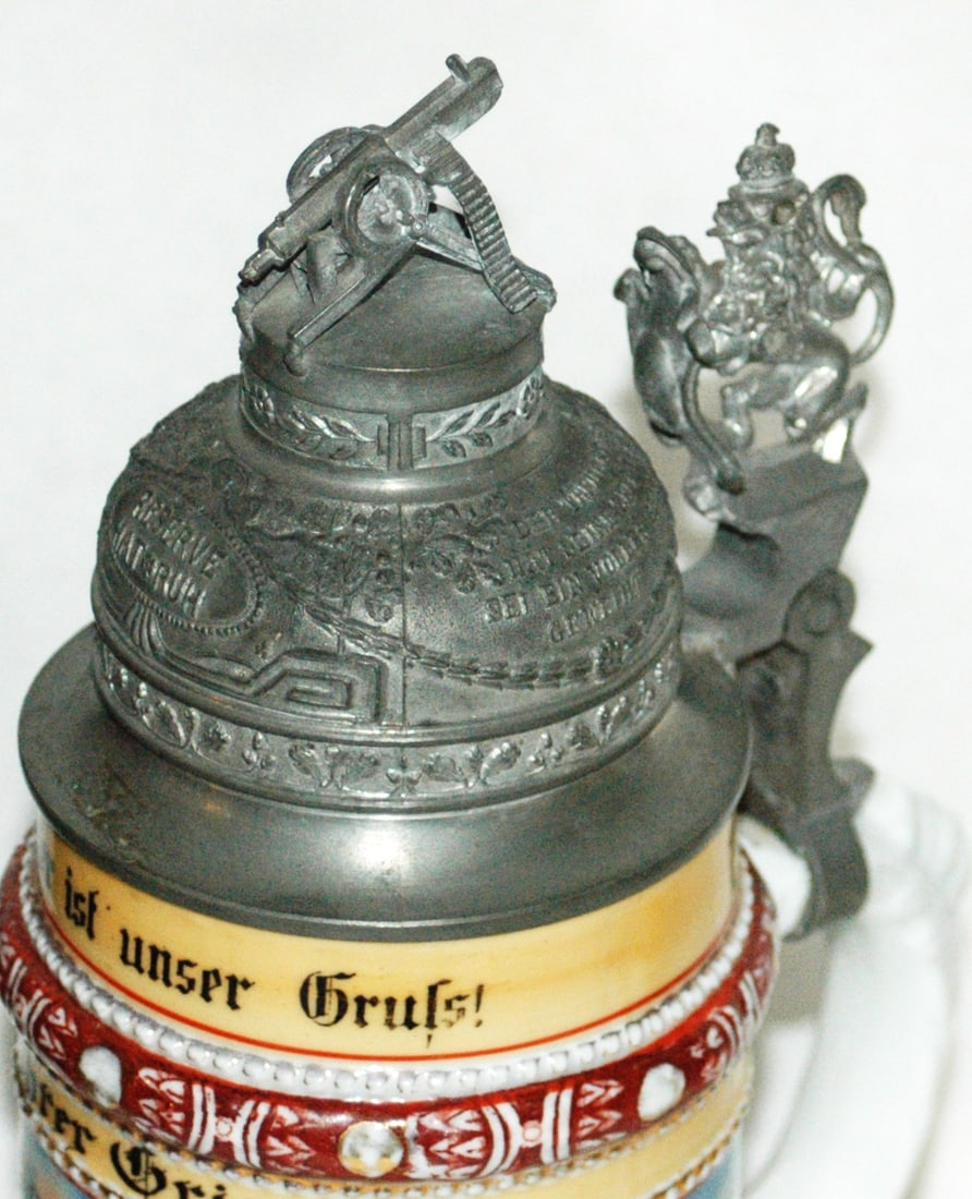 Regimental Inft Stein w Machine Gun Finial - 5