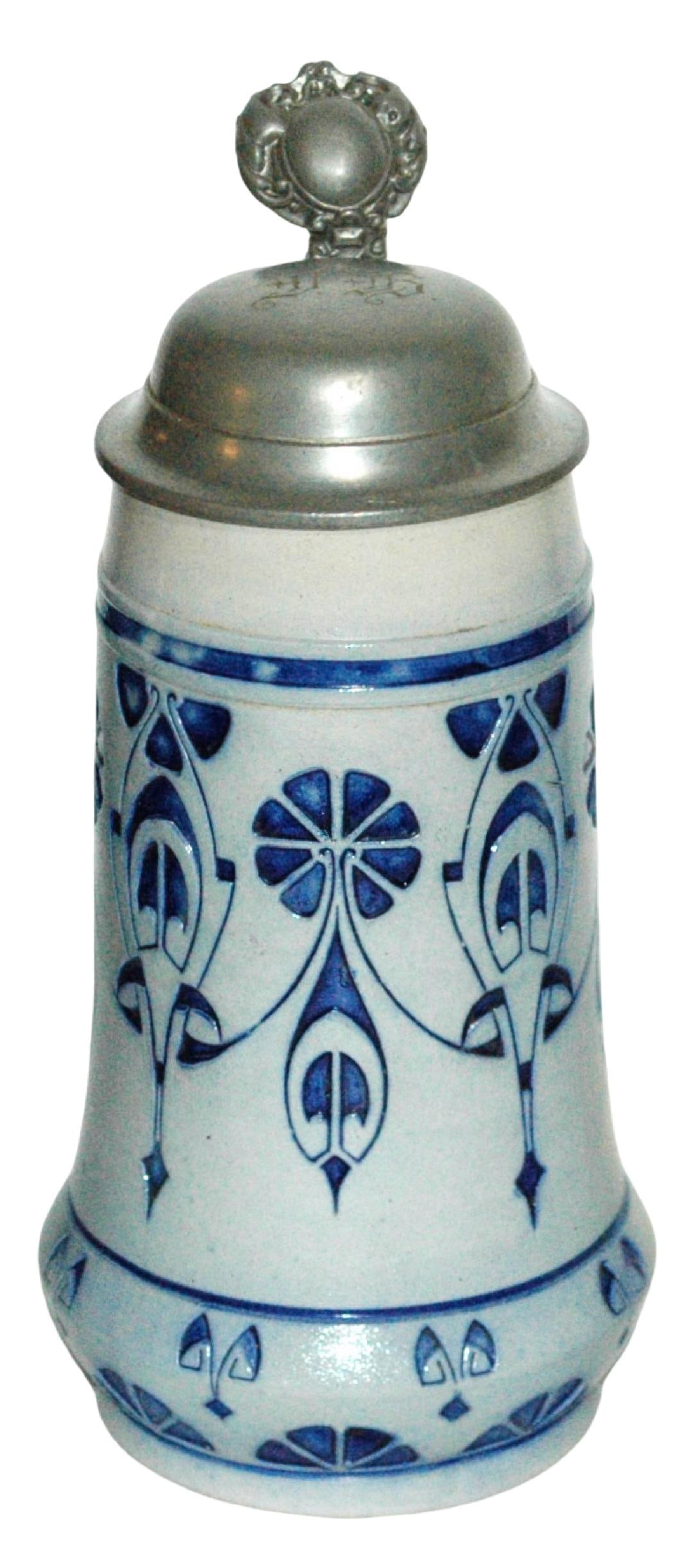 1L Art Nouveau Floral Stoneware Stein (1 of 4)
