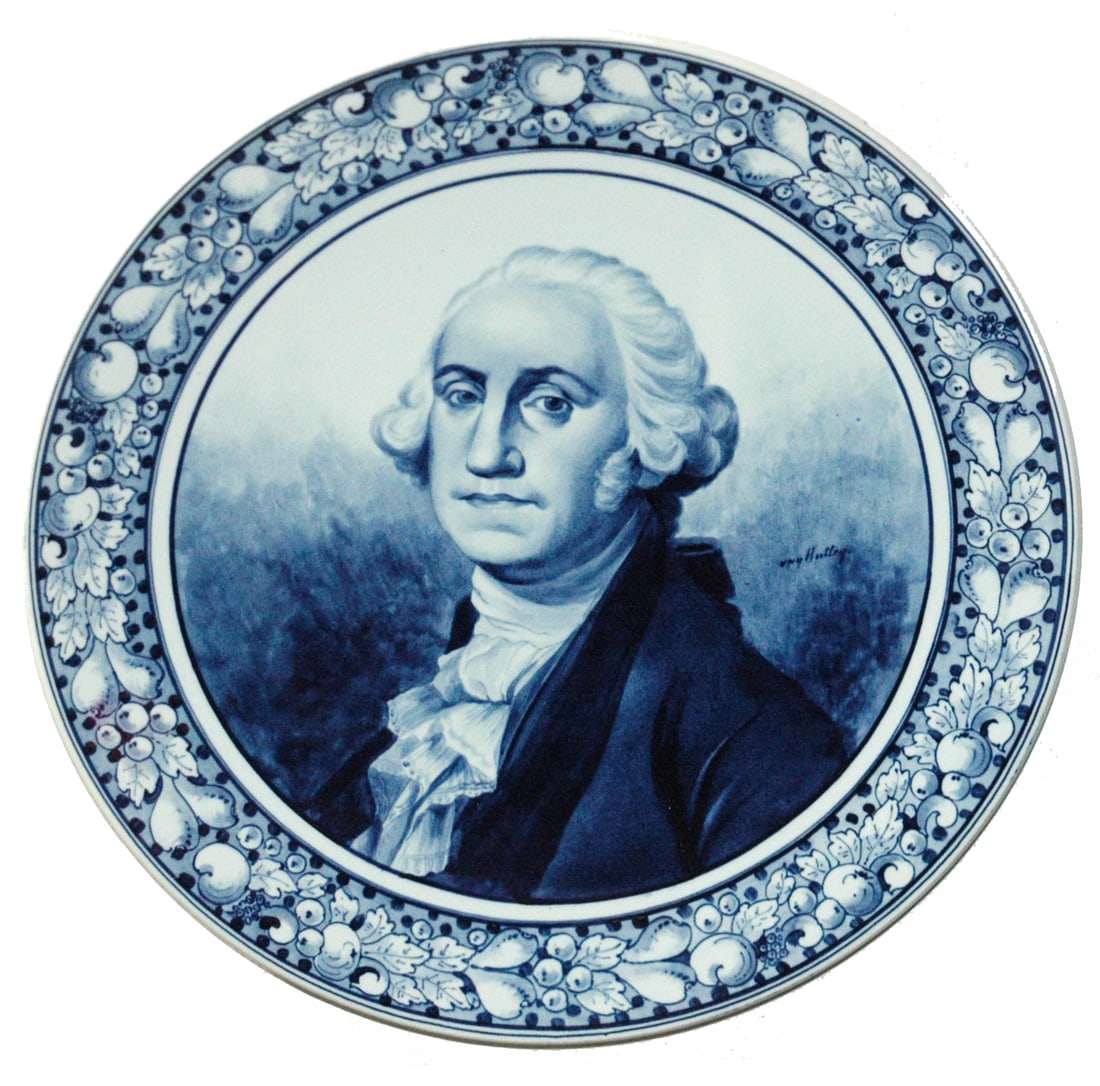 Royal Bonn George Washington Plaque: Royal Bonn PUG 14” Plaque. George Washington in blue coloring. Mint.
