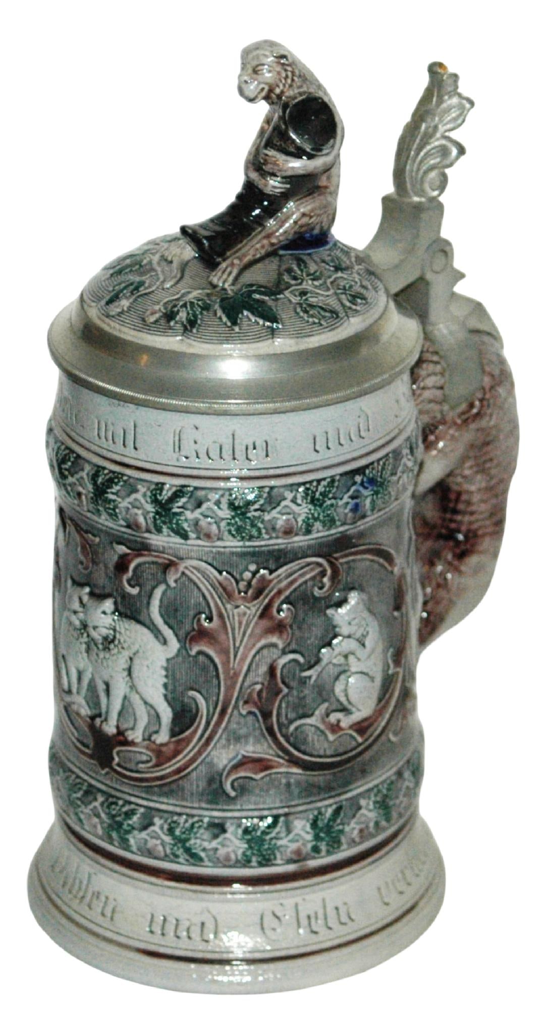 Cats Stonewre Stein w Bear Handle & 3D Cat Lid (1 of 4)