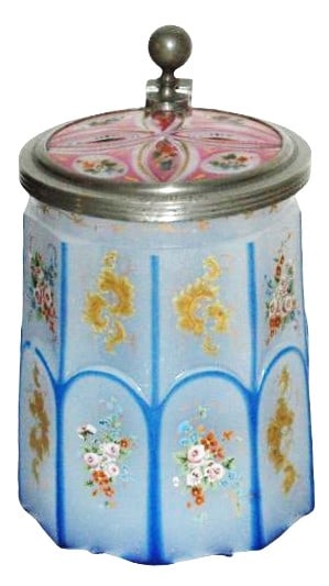 Detailed Floral Opaline Overlay Glass Stein c1860 (1 of 5)