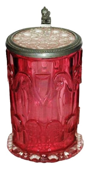 Overlay Intricate Cut Bohemian Glass Stein c1850 (1 of 4)
