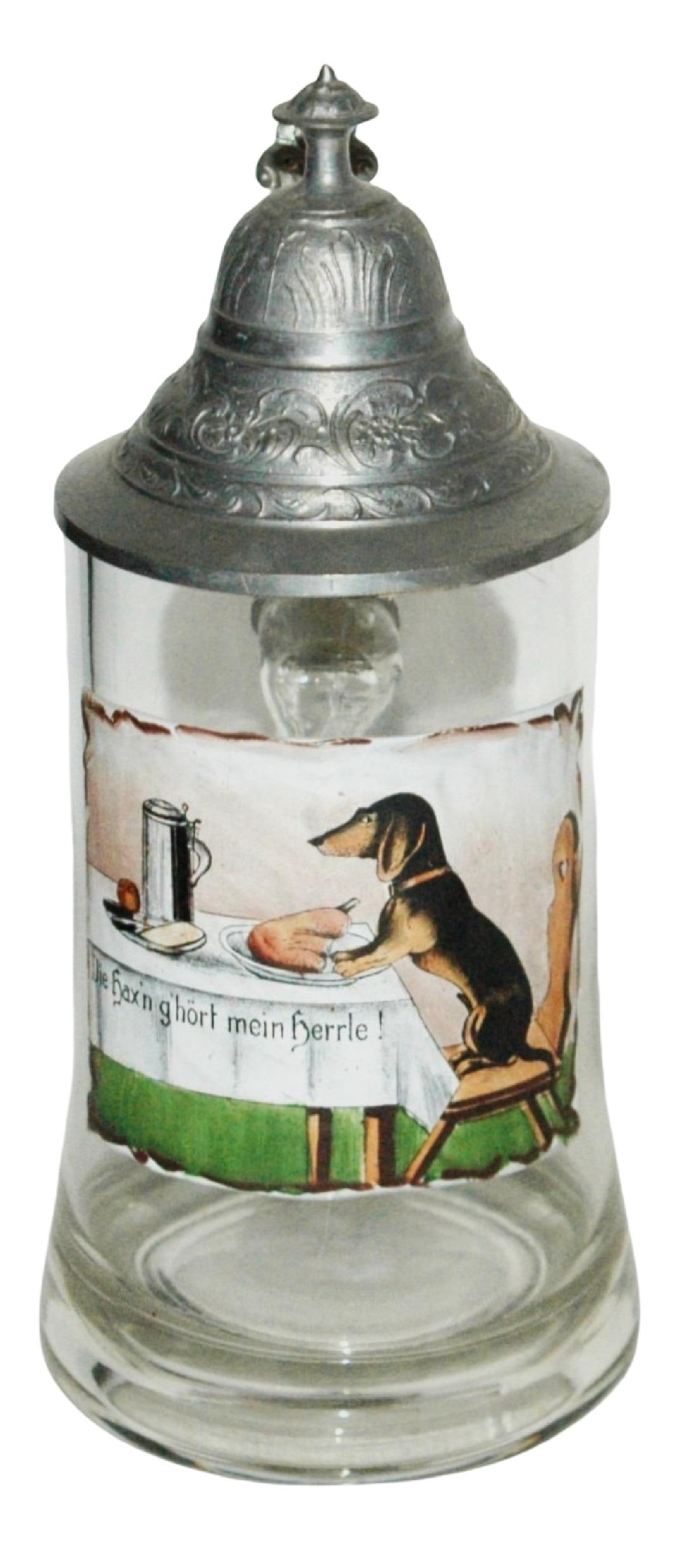 Dachshund Enameled Scene Glass Stein (1 of 3)