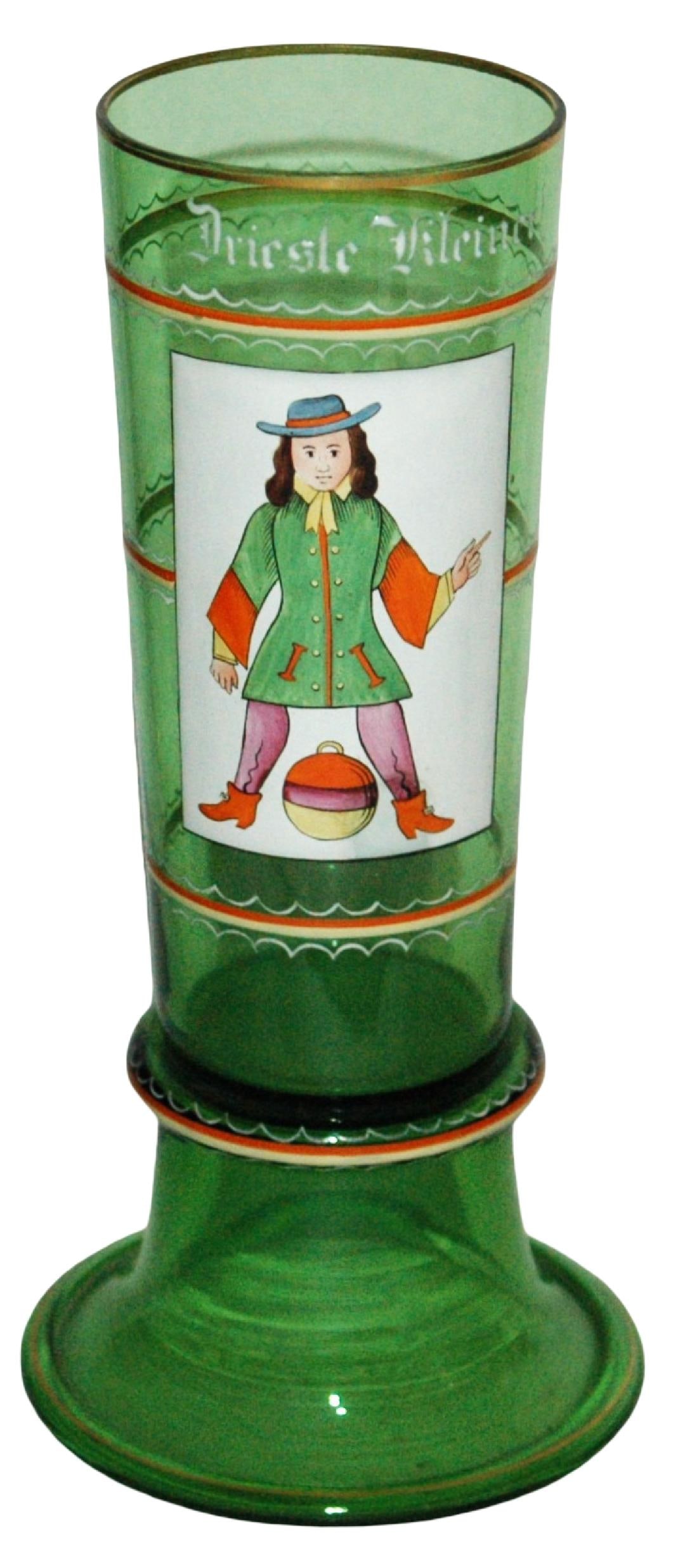 Enamel Early Playing Card of Man on Glass Beaker (1 of 3)