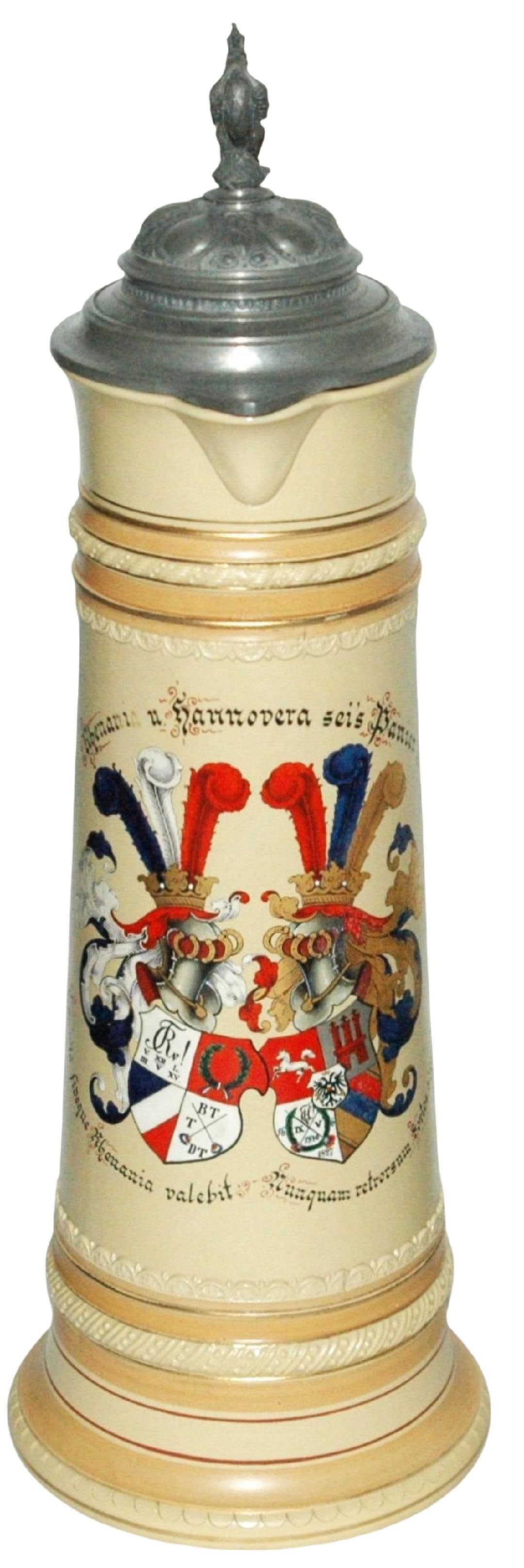 3L Mettlach Double Student Fraternal Shield Stein (1 of 4)