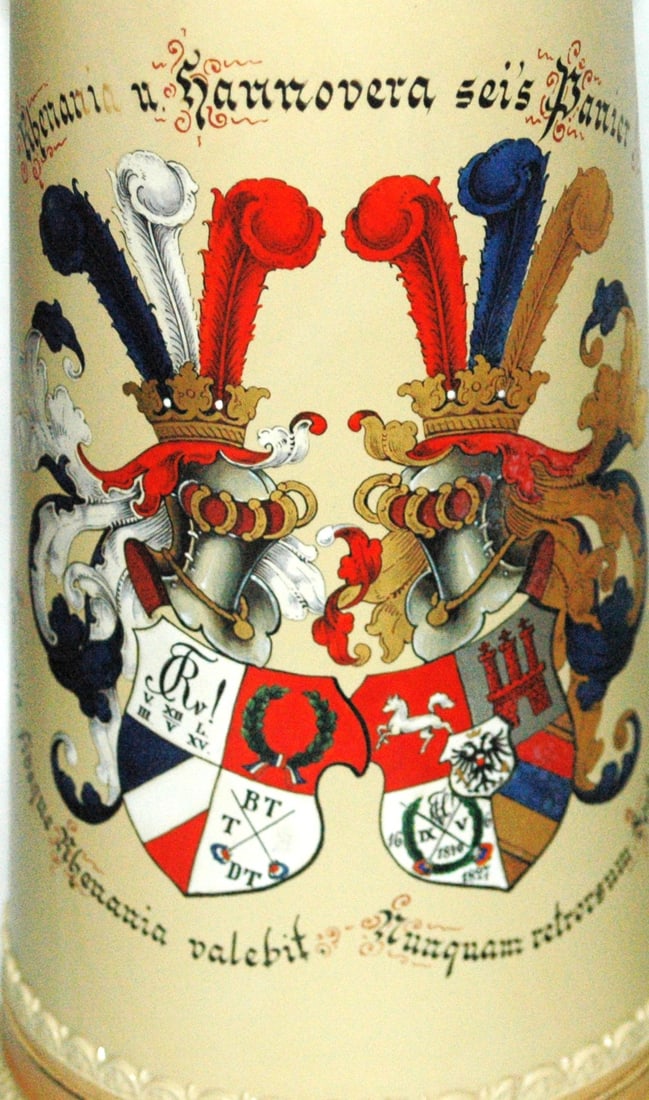 3L Mettlach Double Student Fraternal Shield Stein - 2
