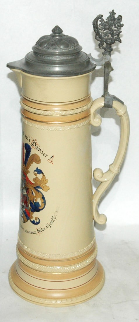 3L Mettlach Double Student Fraternal Shield Stein - 4