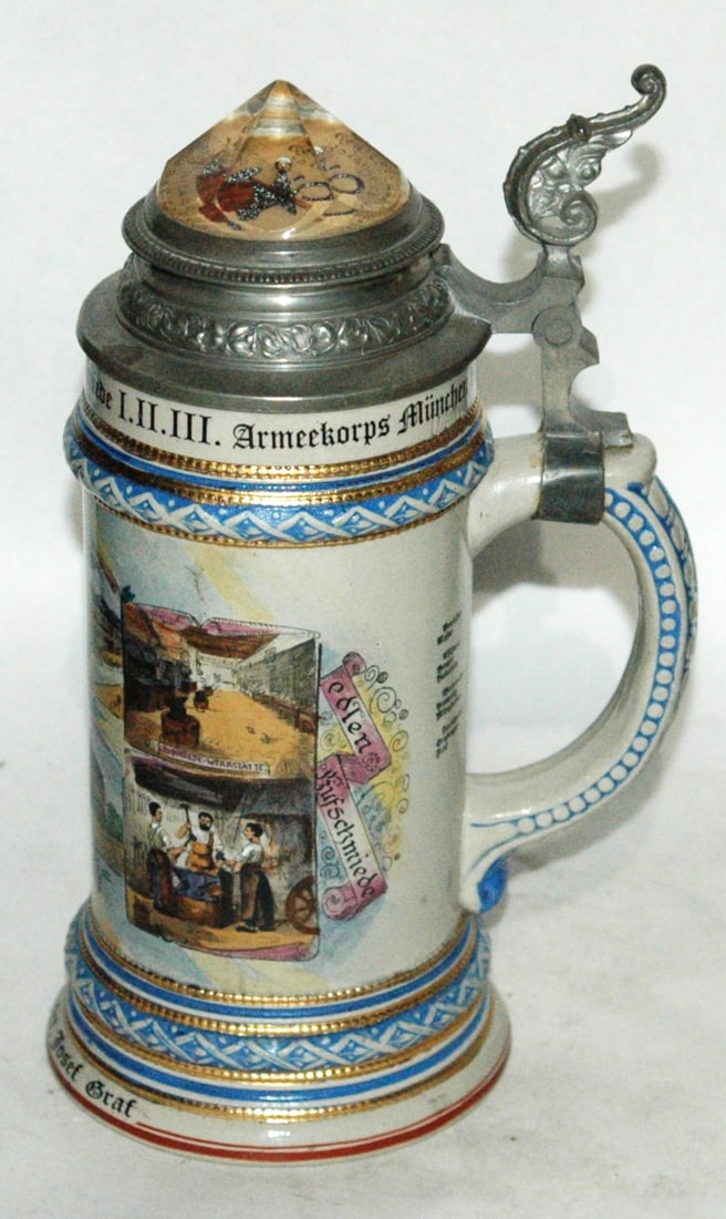 Regimental Armeekorps Blacksmith Prism Lid Stein - 4