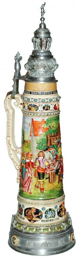 HUGE 58" Impresive Stein w Mettlach Inlays in Base (1 of 6)