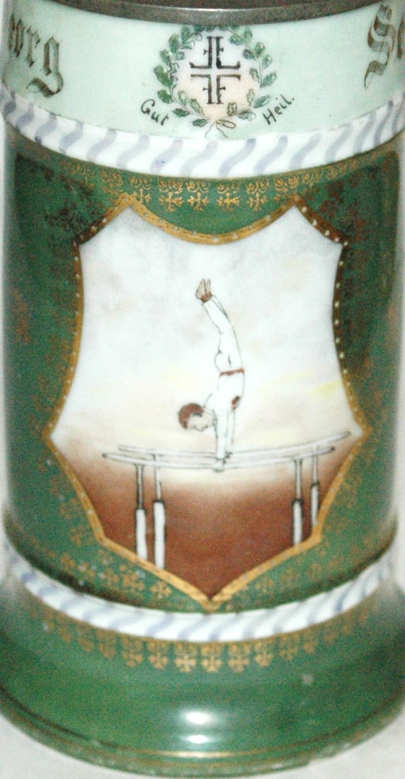 4F gymnastic Scenes Porcelain Stein - 2