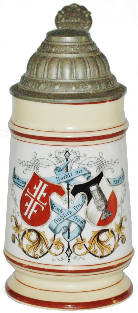 4F Turner Club Porcelain Stein: Porcelain POG 1/2 L. German 4F Turner Club. Litho. Mint.