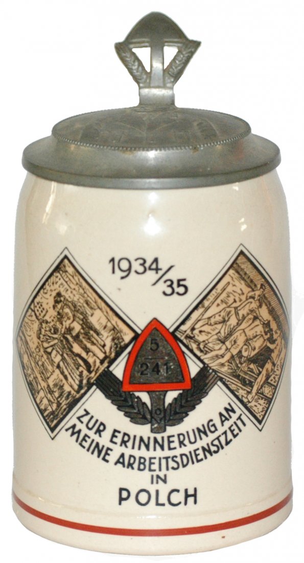 Polch Third Reich Work Corps POG Stein: Pottery POG 1/2L. Third Reich work corps in Polch 1934/35. Mint.