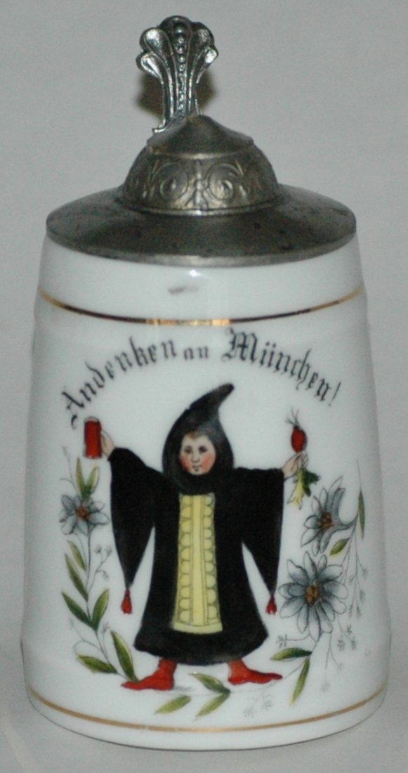 Munich Child POG Miniature Stein: Porcelain POG 1/8L. Munich Child.
