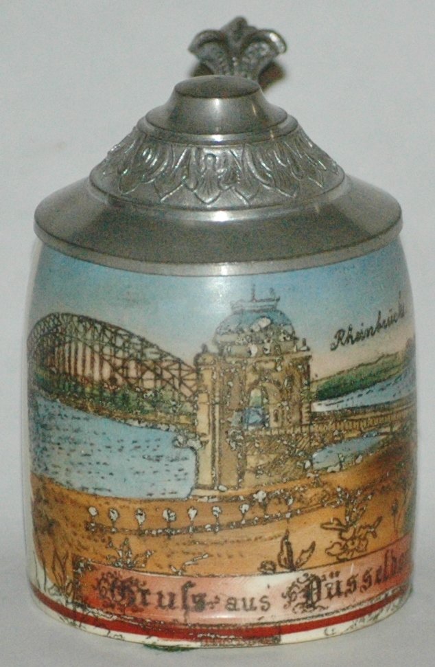 Dusseldorf Scene 1/16L POG Stein: Pottery POG 1/16L. Dusseldorf scene. Mint.