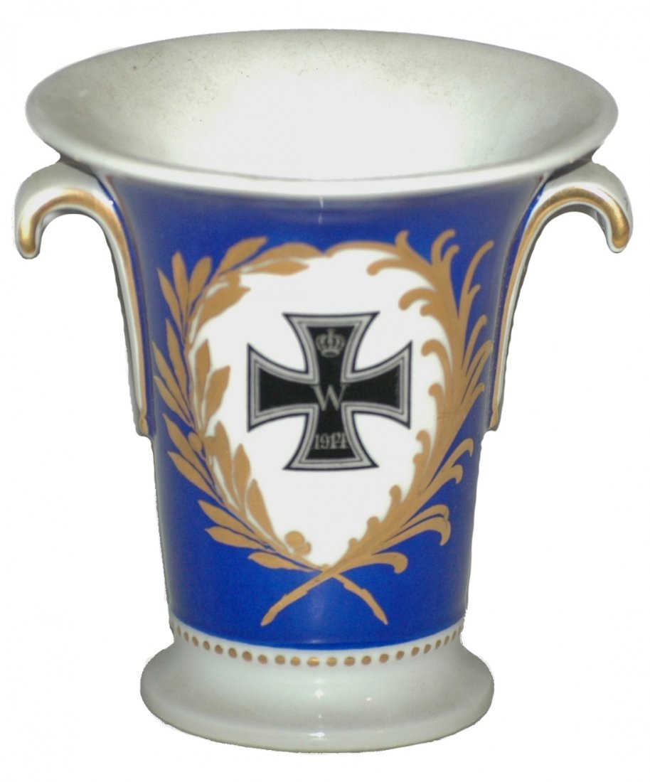 Iron Cross KPM POG 4" Vase: Porcelain KPM POG 4” Vase. Iron Cross. KPM marks on base. Mint.