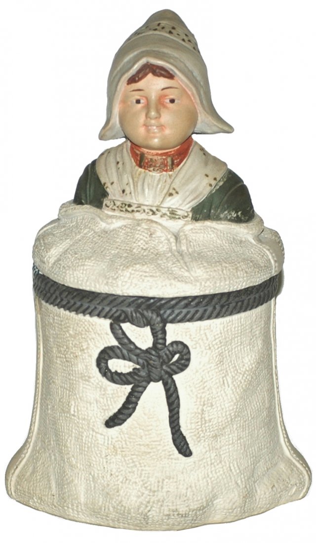JM Terra Cotta Woman Tobacco Jar: JM Terra Cotta Tobacco Jar. Woman in tobacco jar.