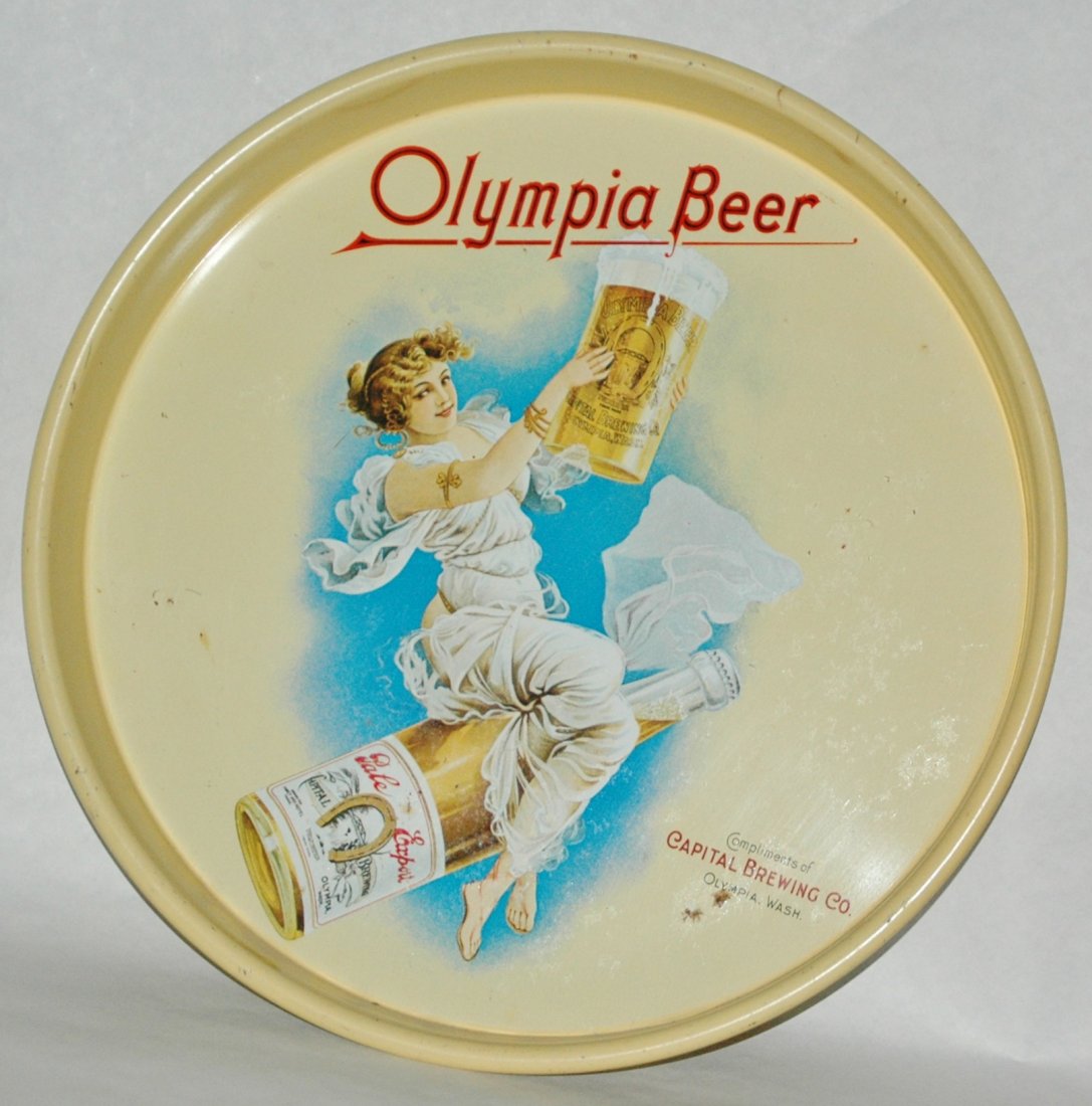 Olympia Beer Capital Brewing Co Tin Litho Tray: Tin Litho Brewery Tray. Olympia Beer, Capital Brewing Co., Olympia, Wash. Very good condition.