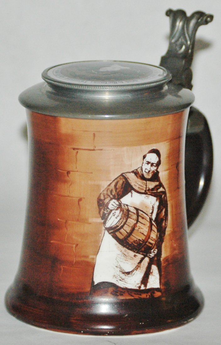 O'Hara Dial Monk w Inlay lid Stein: Ohara Dial POG 1/2L. Monk. Inlay lid. Mint.