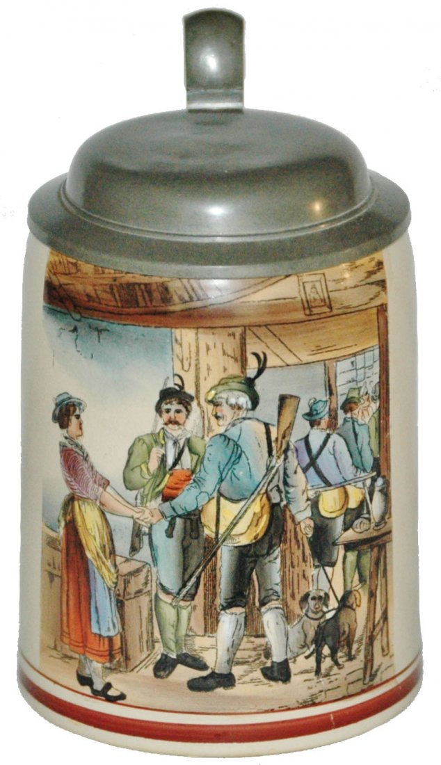 Hunters 1/2 L. Stein: Pottery POG 1/2L. Hunters farewell. Mint.