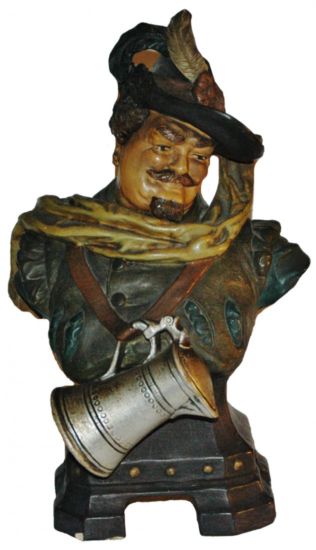 PAIR of Jon Maresch Terracotta Cavaliers w Steins: Pair JM Terra Cotta 11” Figures. Cavaliers with stein.