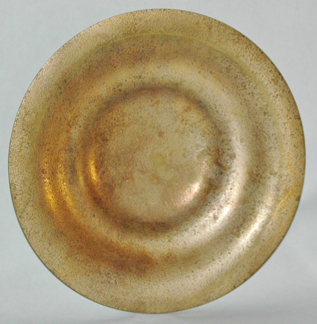 Signed Tiffany Studios Dore Gold Bronze Tray: Tiffany Studios Bronze 9” Tray. Dore gold finish. Signed Tiffany Studios #1708.