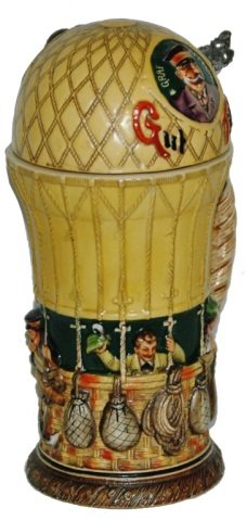 Color Hot Air Balloon Character Stein Graf Zepplin: Character Stein 1L Pottery. Hot air balloon. Graf Zeppelin. In color. Mint.