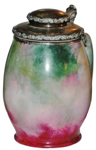 Lenox Floral Stein w Sterling Silver Lid 1896: Porcelain Lenox POG 1/2L. Floral. Sheriff's dinner 1896. Sterling silver lid. Mint.