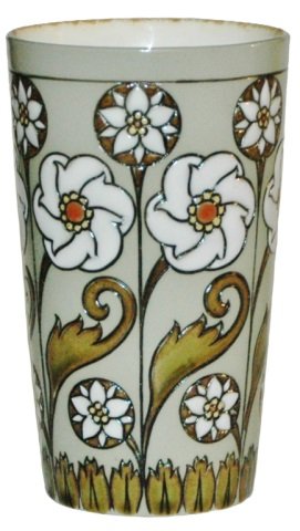 Mettlach Mosaic Beaker Floral: Mettlach #2831 Mosaic 1/4L Beaker. Floral. Mint.
