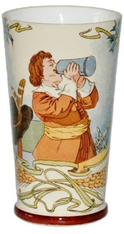 Mettlach Beaker Cavalier: Mettlach #2368/1094 PUG 1/4L Beaker. Cavalier. Mint.