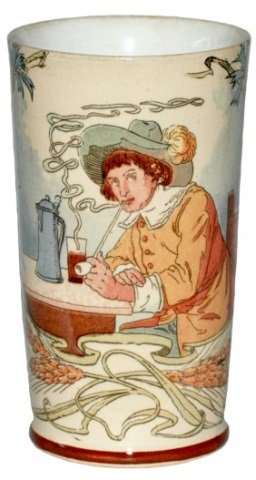 Mettlach Beaker Cavalier: Mettlach #2368/1095 PUG 1/4L Beaker. Cavalier. Mint.
