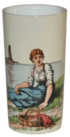 Lot of 6 Mettlach Beakers Seashore Fishing Folks: Set of Six Mettlach PUG 1/4L Beakers #2327/1187, 1188, 1189, 1190, 1191, 1192. Fishing seashore folks. All mint.