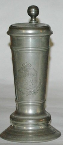 3/10L Pewter Roerken w Bavarian Shield: Pewter Roerken Reed & Barton 3/10L. Bavarian shield. Normal wear.