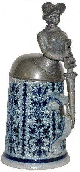 HR Bustle Lady Stoneware Stein w Nice Pewter Lid