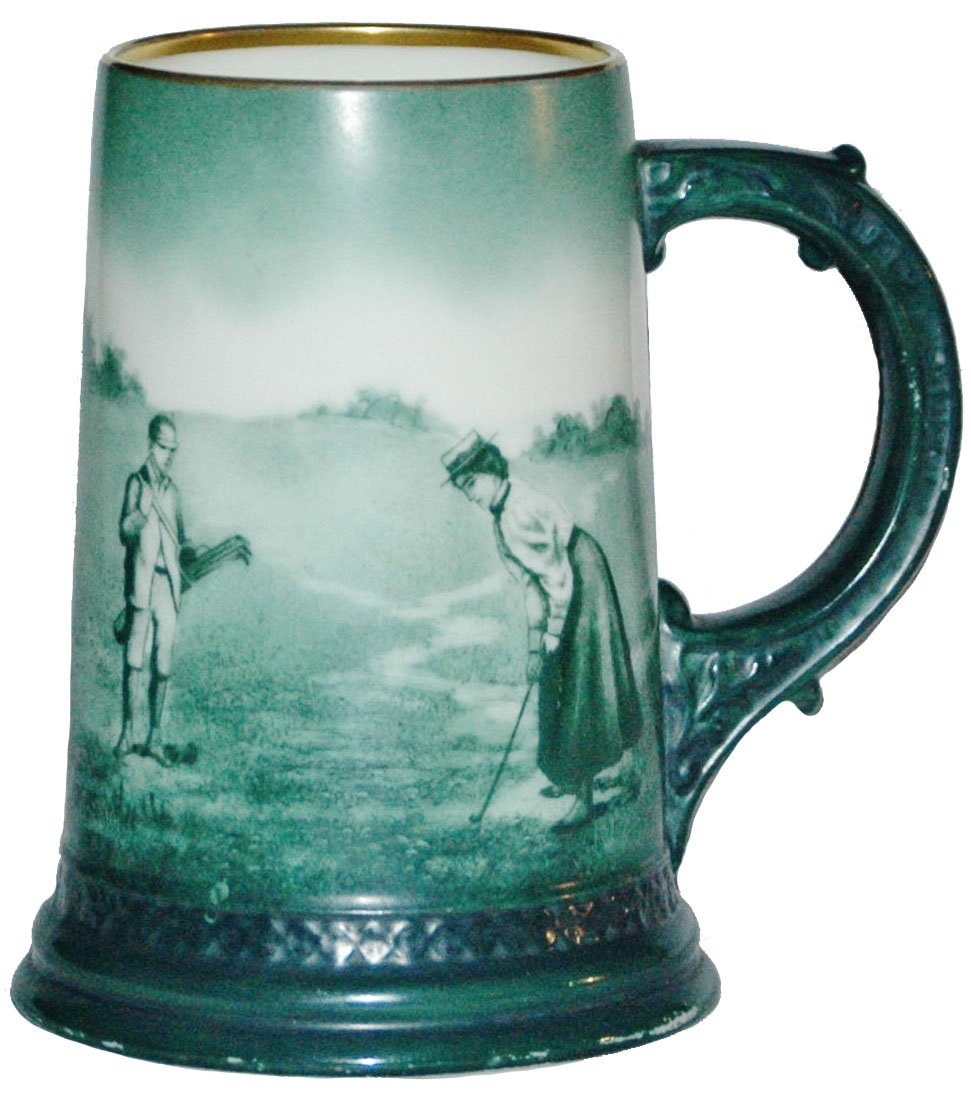 Woman Golfer Lenox Porcelain Stein: Porcelain Lenox POG 1/2L. Woman plays golf. Mint.