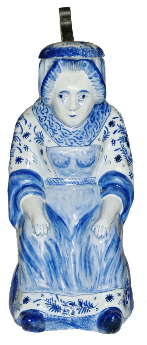 3L Delft Faience Character Asian Woman Stein: Character Stein 3L Delft Faience. Oriental woman. Mint.
