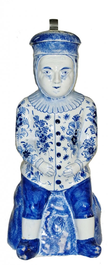 3L Delft Faience Character Asian Man Stein: Character Stein 3L Delft Faience. Oriental man. Mint.