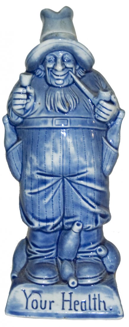 Schaefer & Vater Farmer Figural Bottle: Schaefer & Vater 6 1/4" Figural Bottle. Farmer. Mint.