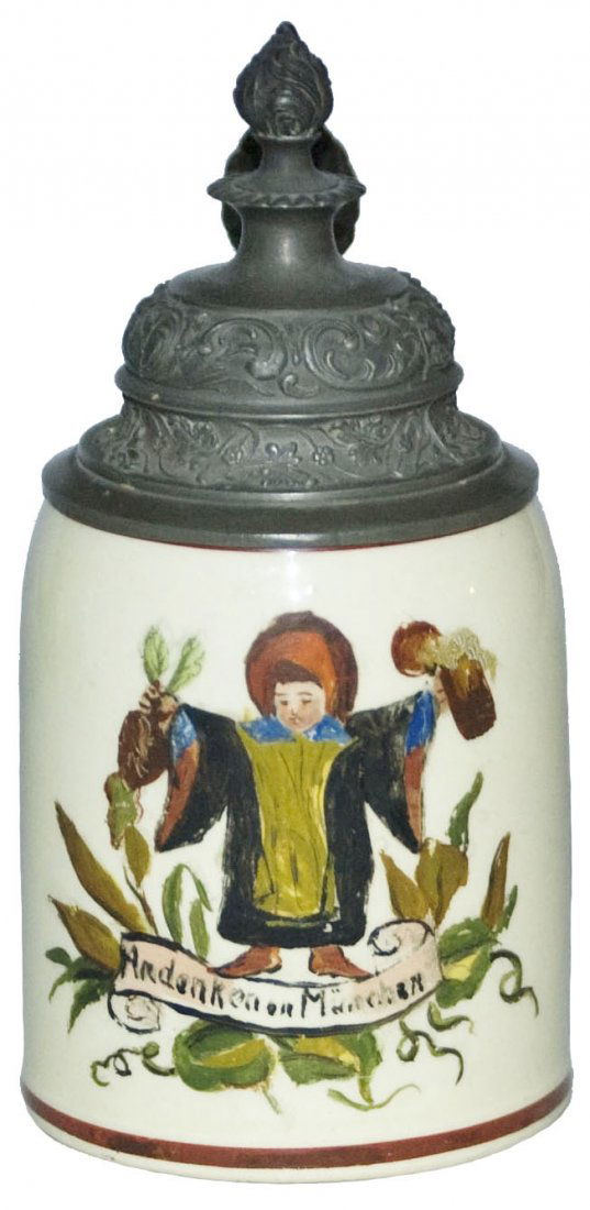 Munich Child 1/8 L Stein w Fancy Pewter Lid (1 of 1)