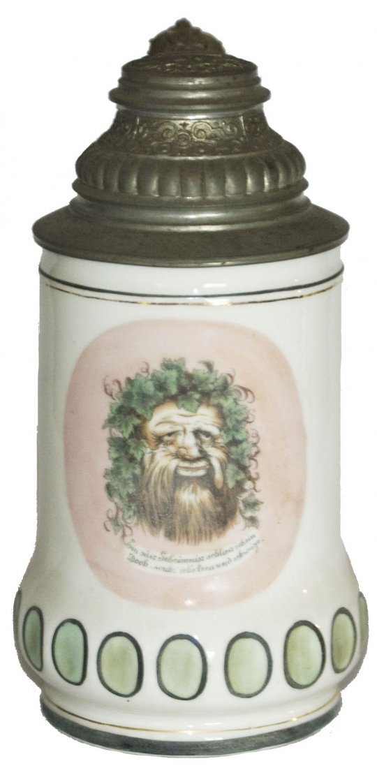Bacchus Porcelain Stein with Litho: Porcelain POG 1/2L. Bacchus. Litho. Mint.